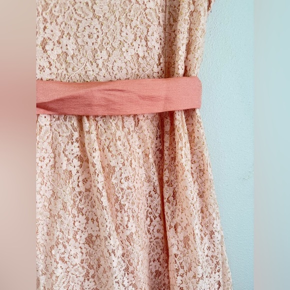 A'reve Anthropologie Dress Peach Pink Trimmed lace sleeveless A Line Fit Flare - Picture 2 of 3
